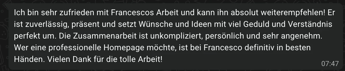 Bildschirmfoto der WhatsApp-Nachricht von Aida mit dem zitierten Text